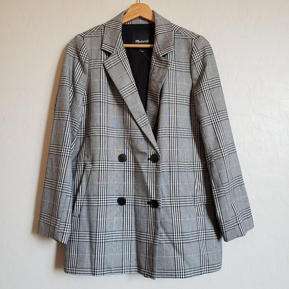 Madewell Caldwell Double-Breasted Oversized Blazer in Plaid Size Women's Small